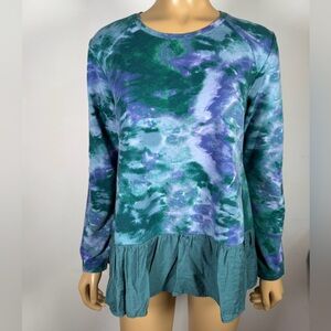 Logo Lounge by Lori Goldstein Women’s Size Small Tie Dye Tiered Hem Top